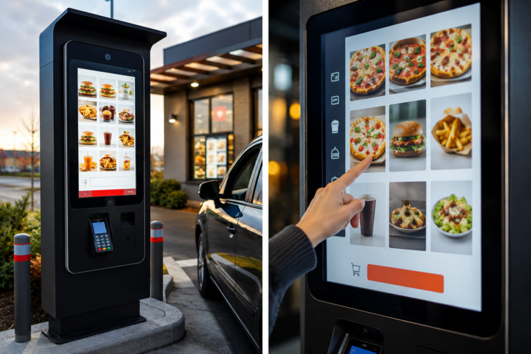 Borne extérieure de commande pour fast-food, restaurant et pizzeria